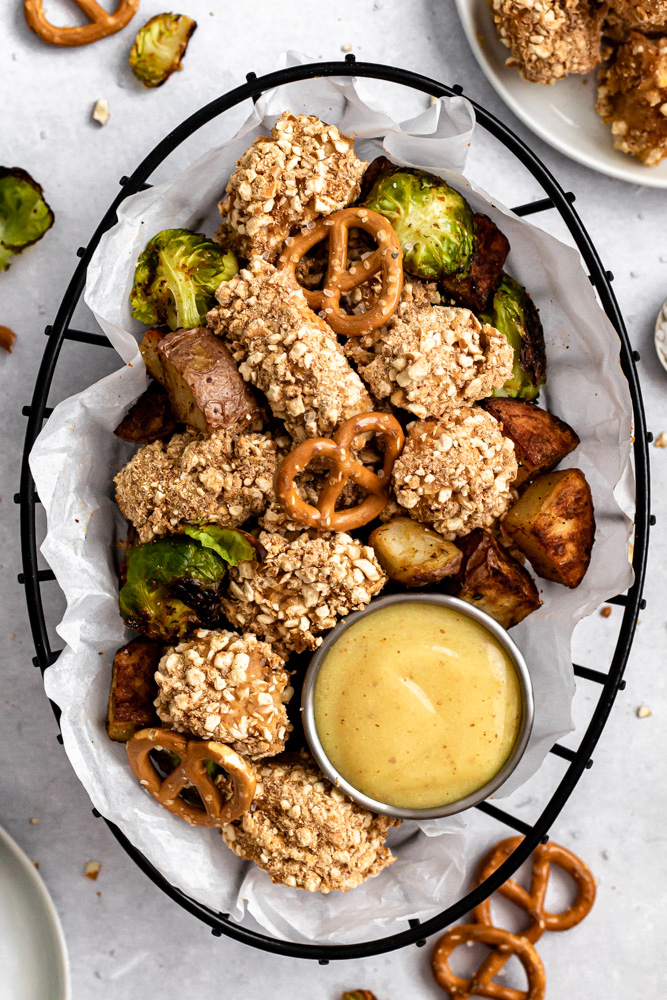 Easy Sheet Pan Honey Mustard Pretzel Chicken Nuggets